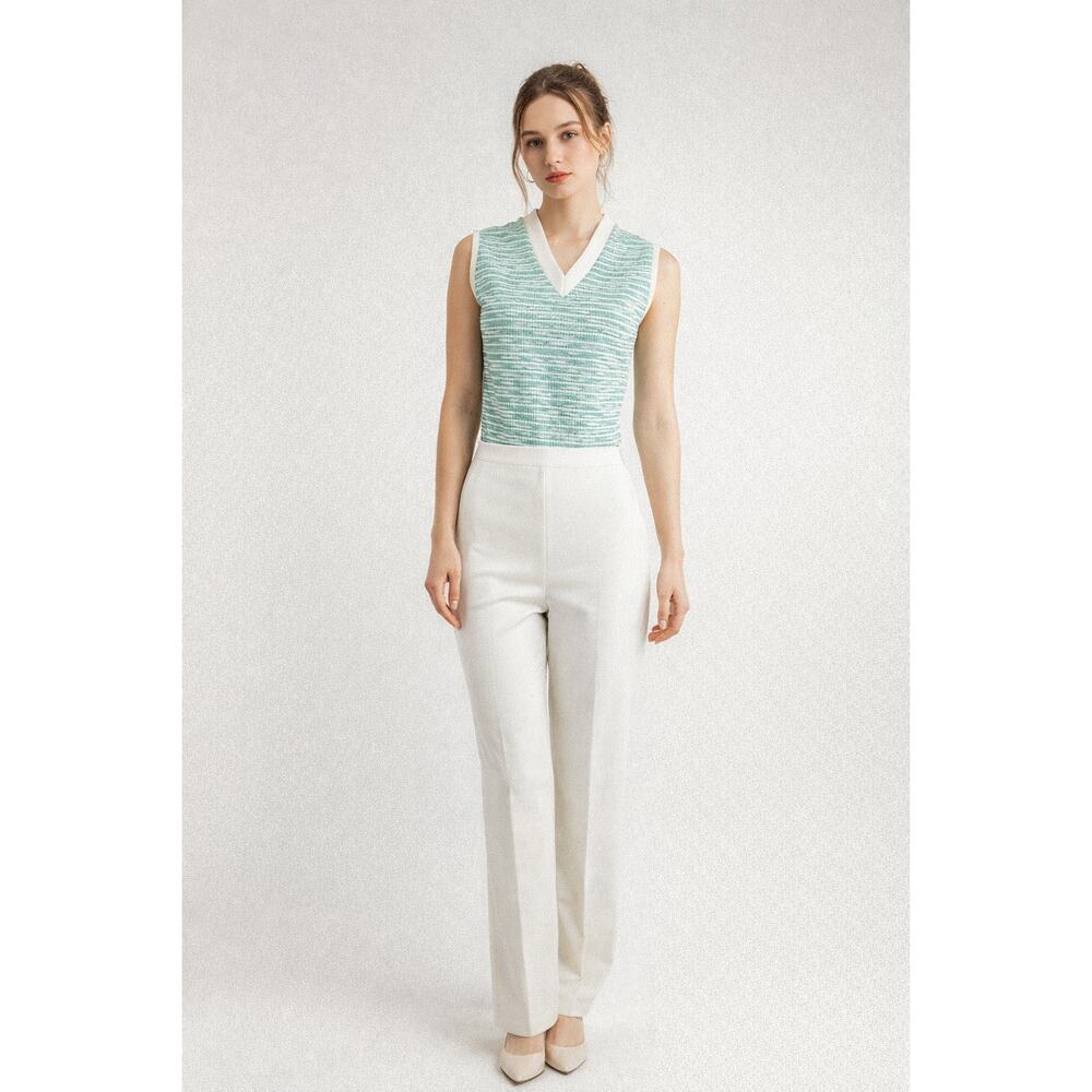 Hamilton Vintage 60-70s white and Aqua blue knit sleeveless jumpsuit Size 4-6